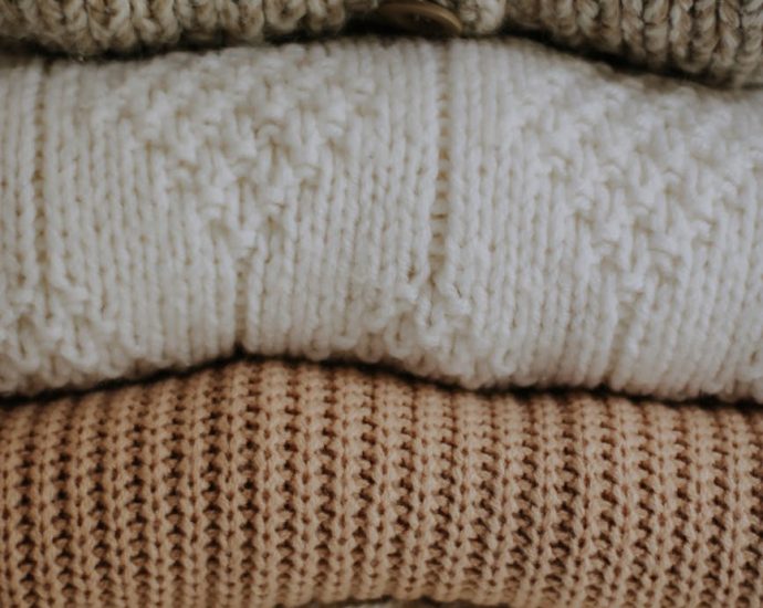 close up of colorful sweaters